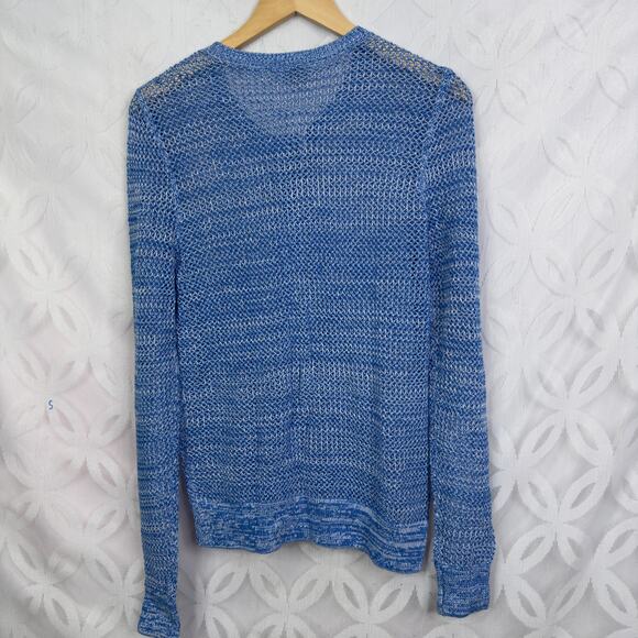 Ann Taylor LOFT Open Knit Button Up Cardigan Space Blue Sweater NWT - Picture 3 of 8